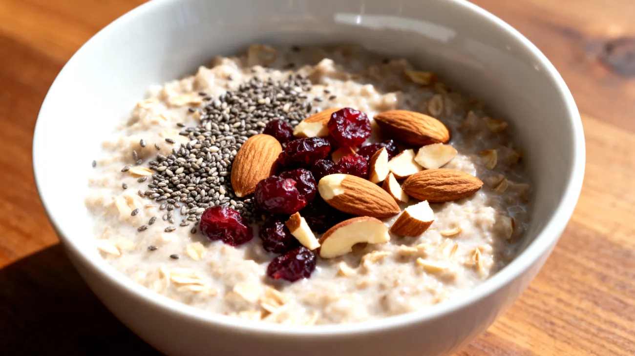 Porridge di avena con semi di chia e frutta secca"