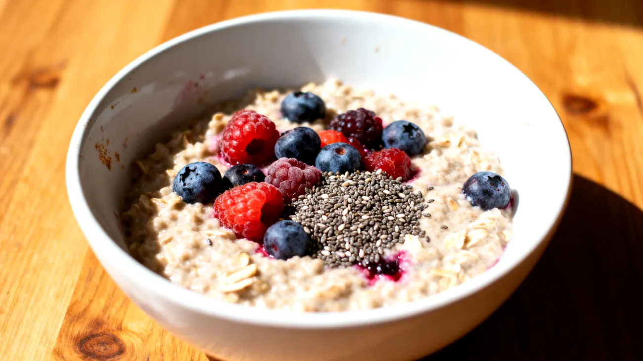 Porridge di avena con semi di chia e frutti di bosco"