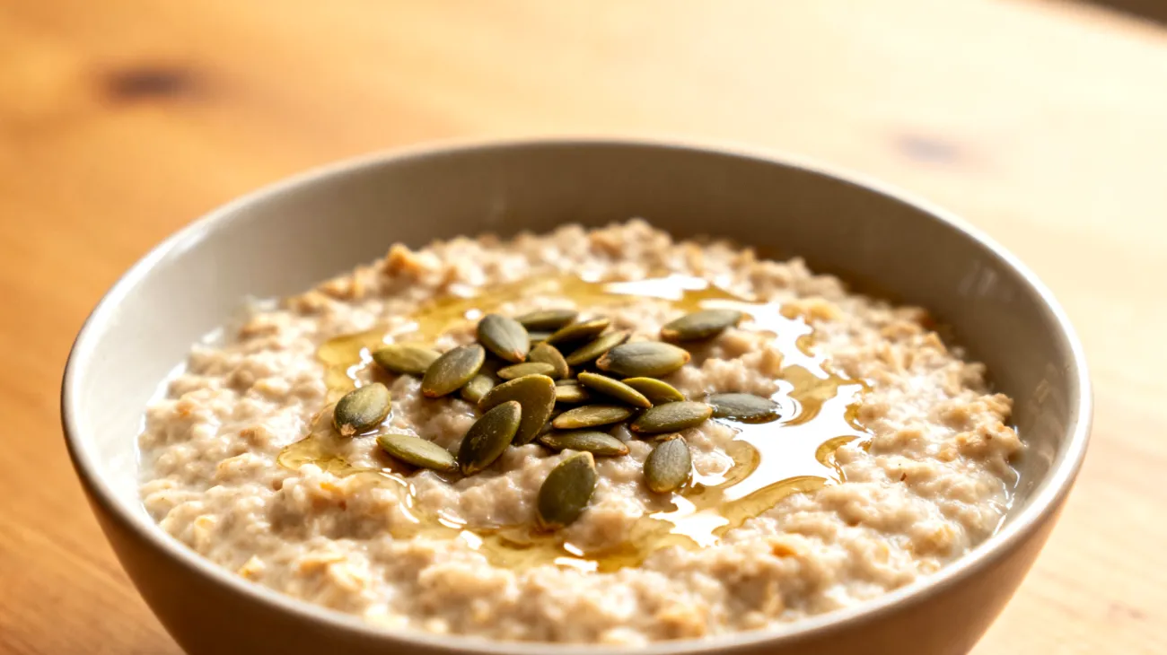 Porridge di avena con semi di zucca e olio di cocco"