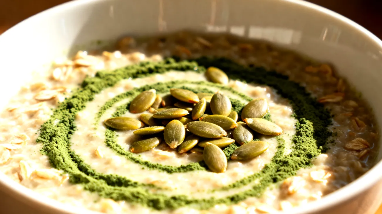 Porridge di avena con semi di zucca e spirulina"