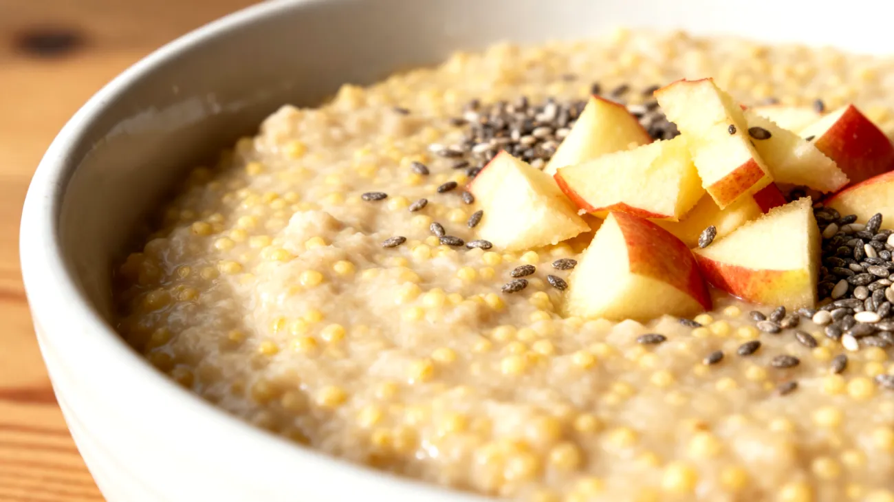 Porridge di miglio con semi di chia e mela grattugiata"