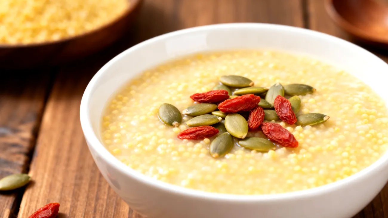 Porridge di miglio con semi di zucca e bacche di goji"