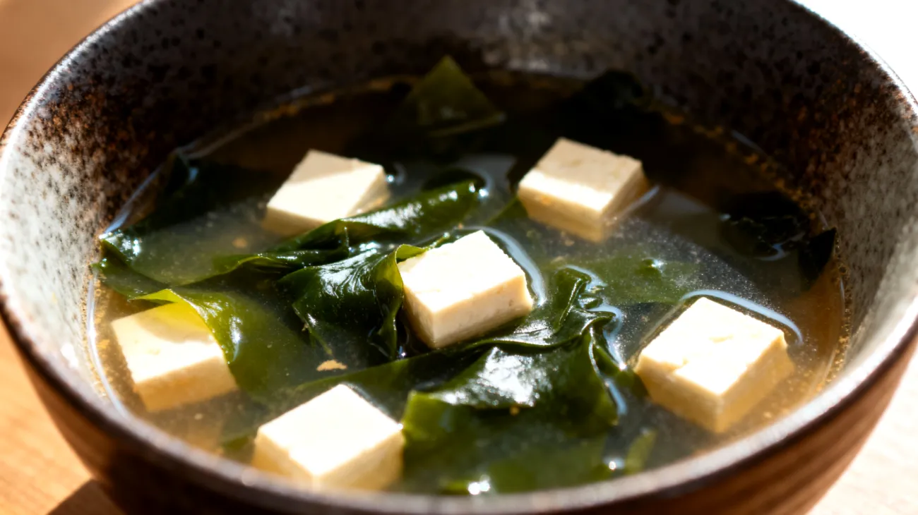 Zuppa di miso con alghe wakame e tofu"