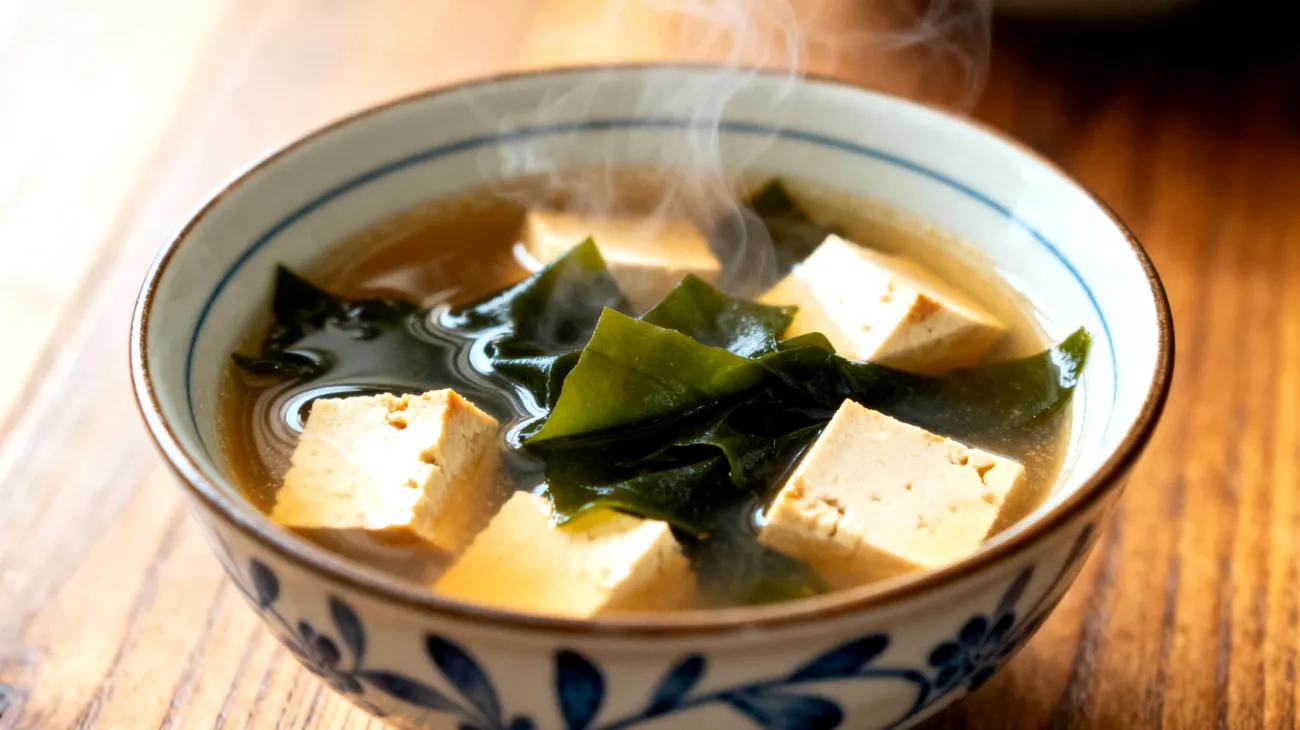 Zuppa di miso con alghe wakame e tofu"