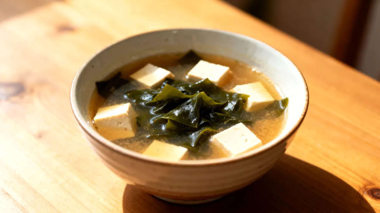 Zuppa di miso con wakame e tofu"
